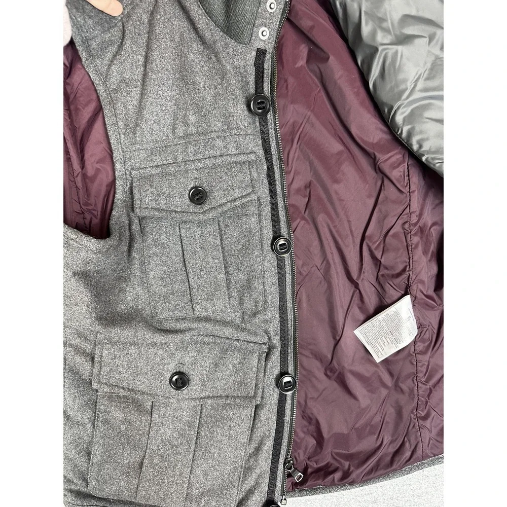 Banana Republic Vest Mens XL Gray Wool‎ Quilted Insulated Full Zip Pockets Warm